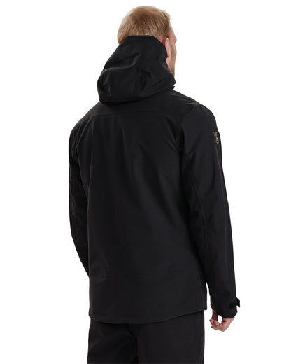 Black coloured Deerhunter Sarek Shell Jacket With Hood on white background 