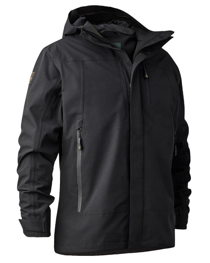 Black coloured Deerhunter Sarek Shell Jacket With Hood on white background 