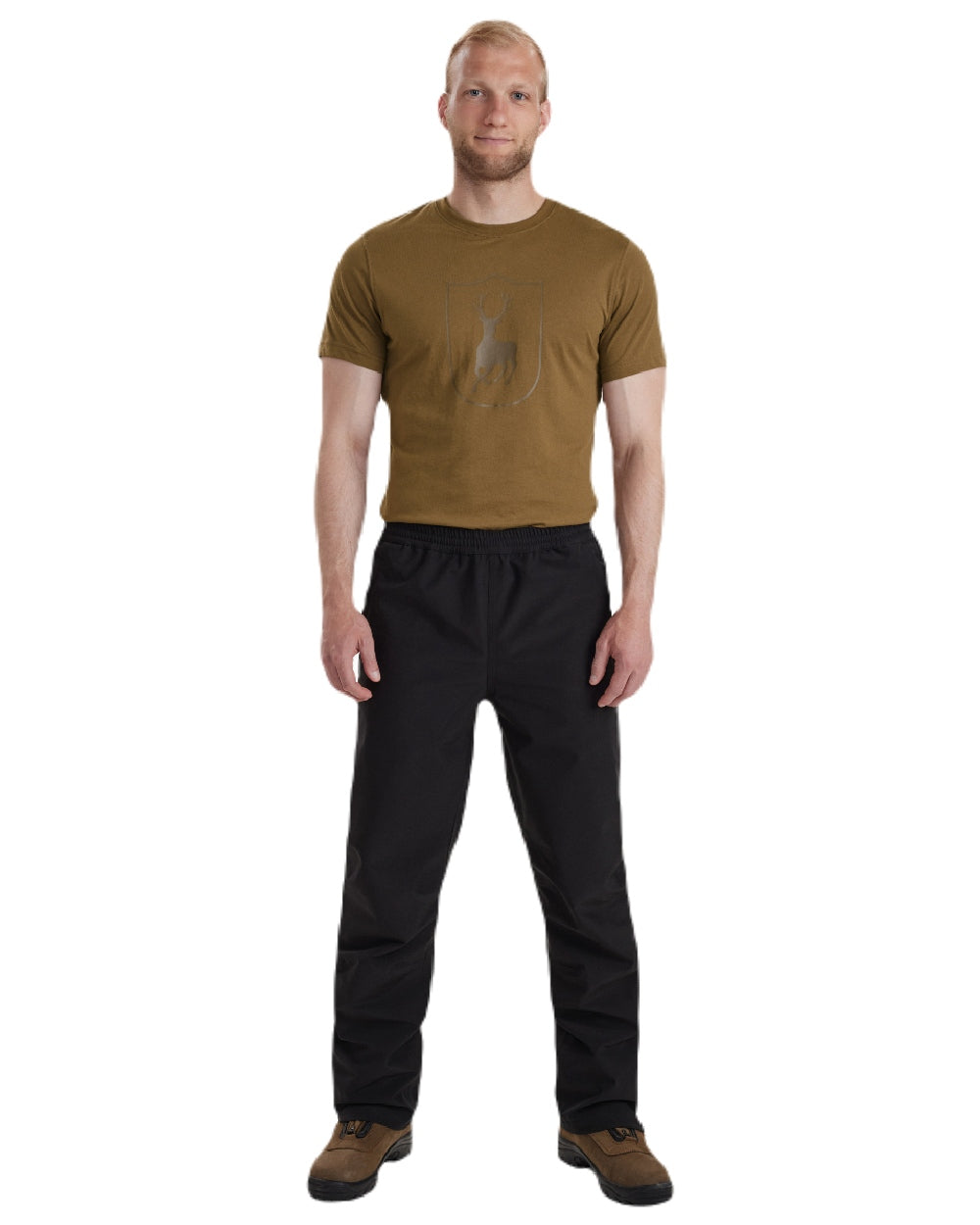 Black coloured Deerhunter Sarek Shell Trousers on white background 