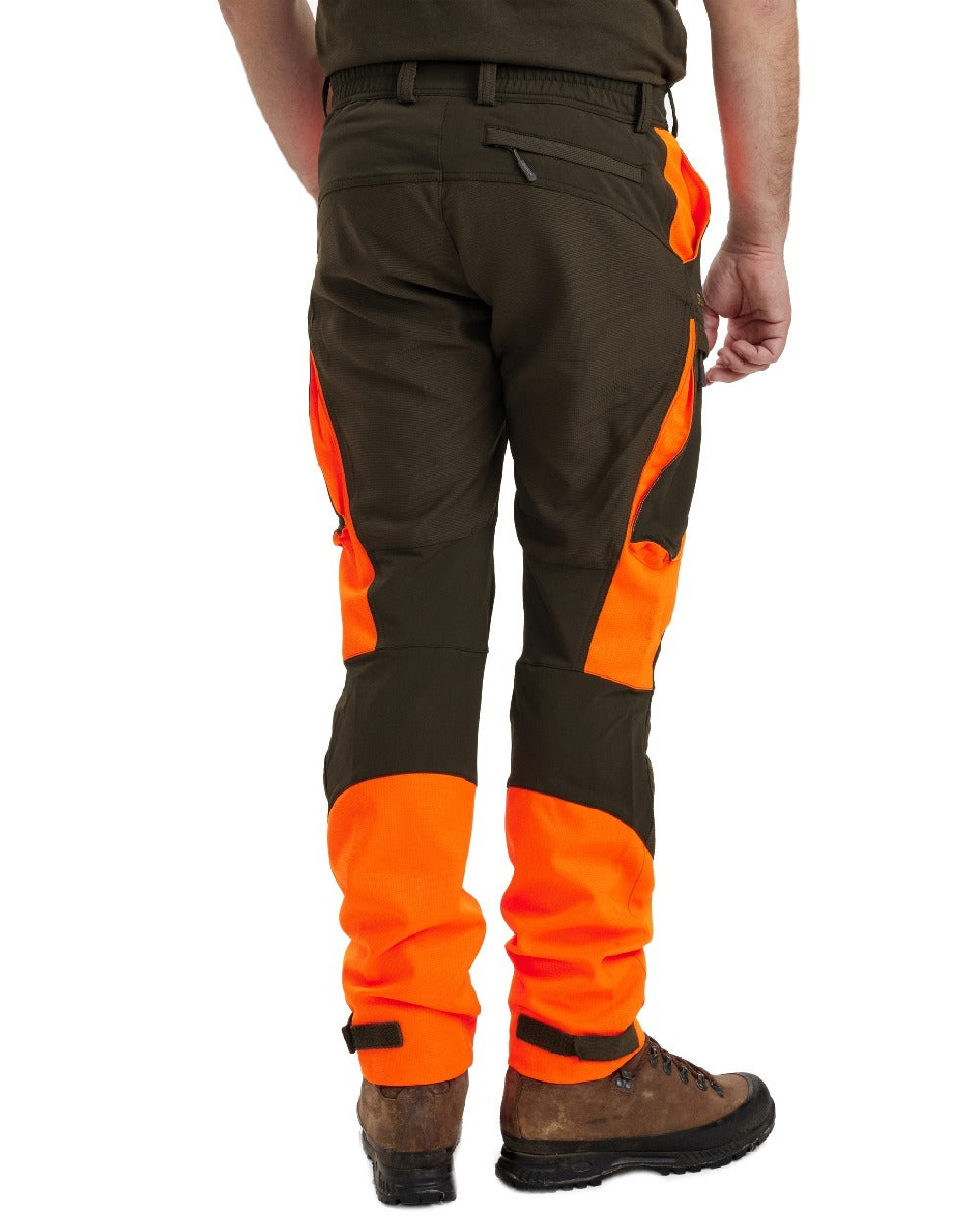 Orange coloured Deerhunter Strike Extreme Trousers on white background 