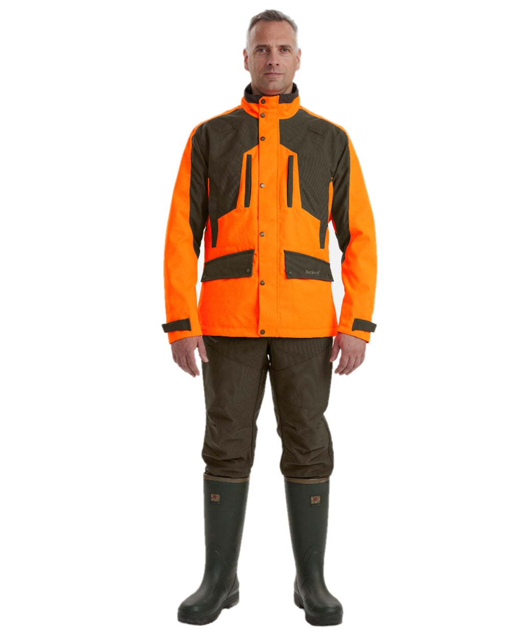 Orange coloured Deerhunter Strike Extreme Waterproof Jacket With Membrane on white background 