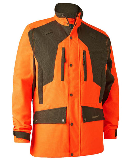 Orange coloured Deerhunter Strike Extreme Waterproof Jacket With Membrane on white background 