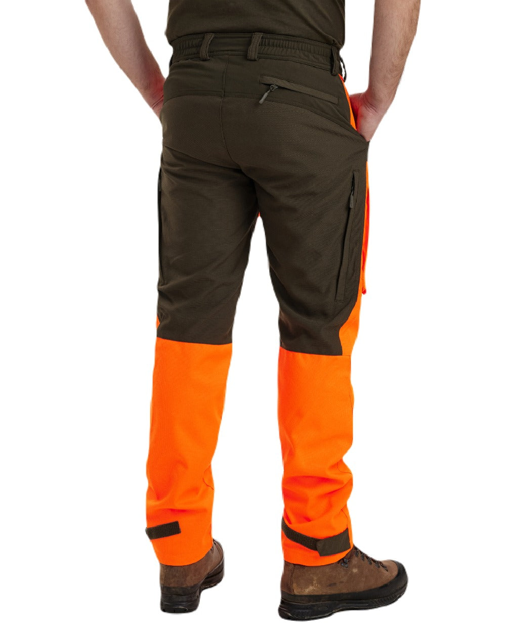 Orange coloured Deerhunter Strike Extreme Waterproof Trousers With Membrane on white background 