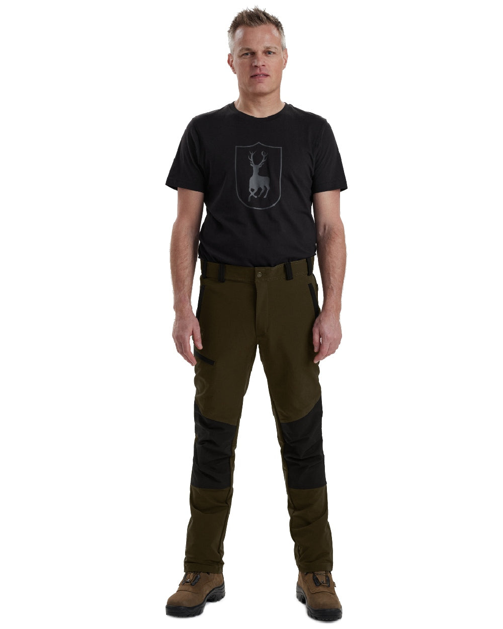 Black Fallen Leaf coloured Deerhunter Strike Full Stretch Trousers on white background 