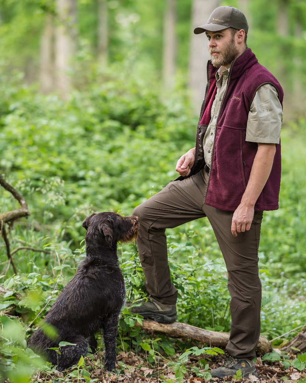 Fallen Leaf coloured Deerhunter Strike Full Stretch Trousers on forest background 