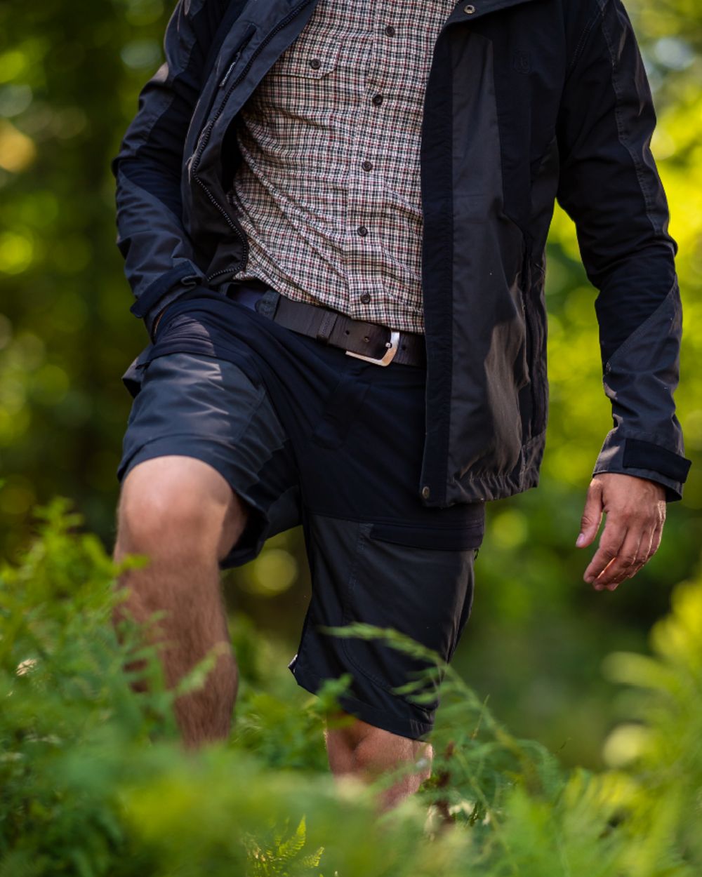 Black Ink coloured Deerhunter Strike Shorts on forest background 