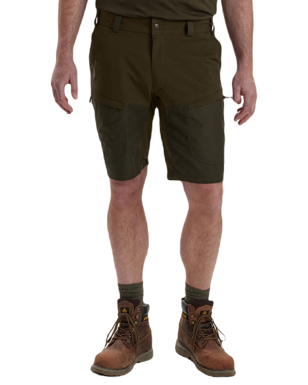 Deep Green coloured Deerhunter Strike Shorts on white background 