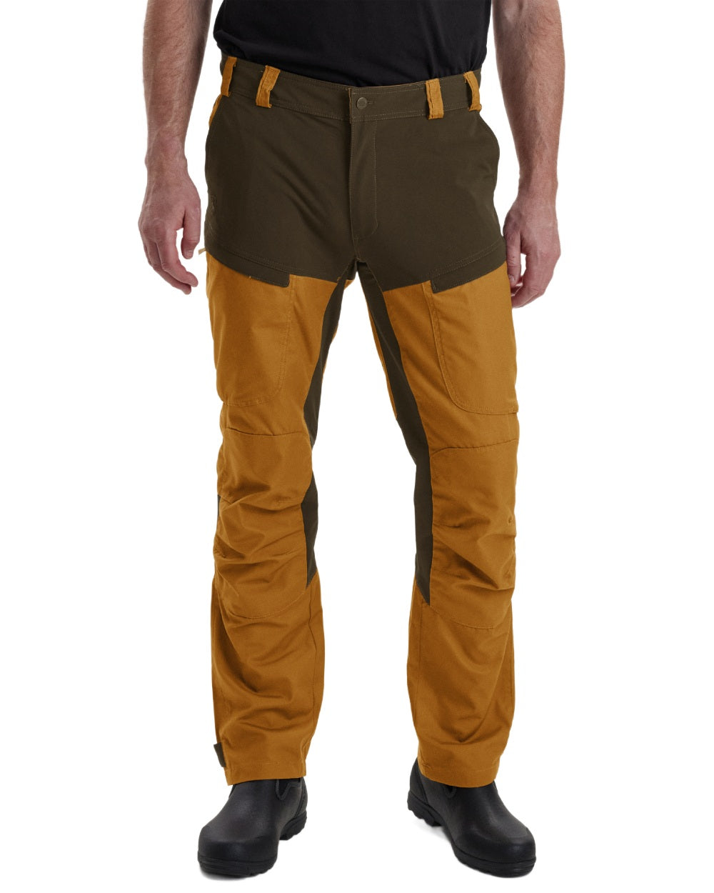 Bronze coloured Deerhunter Strike Trousers on white background 