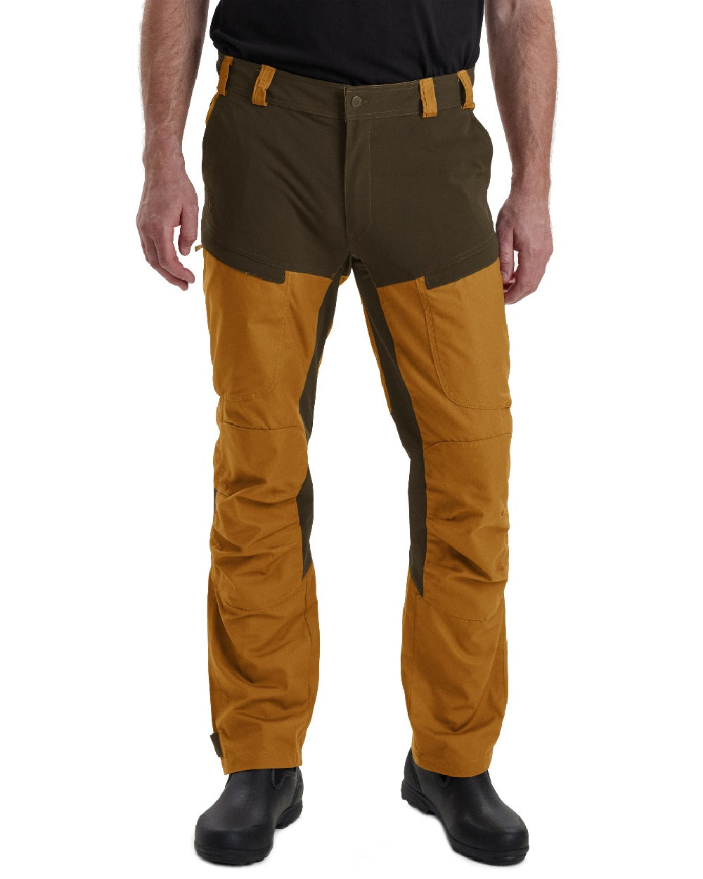 Bronze coloured Deerhunter Strike Trousers on white background 