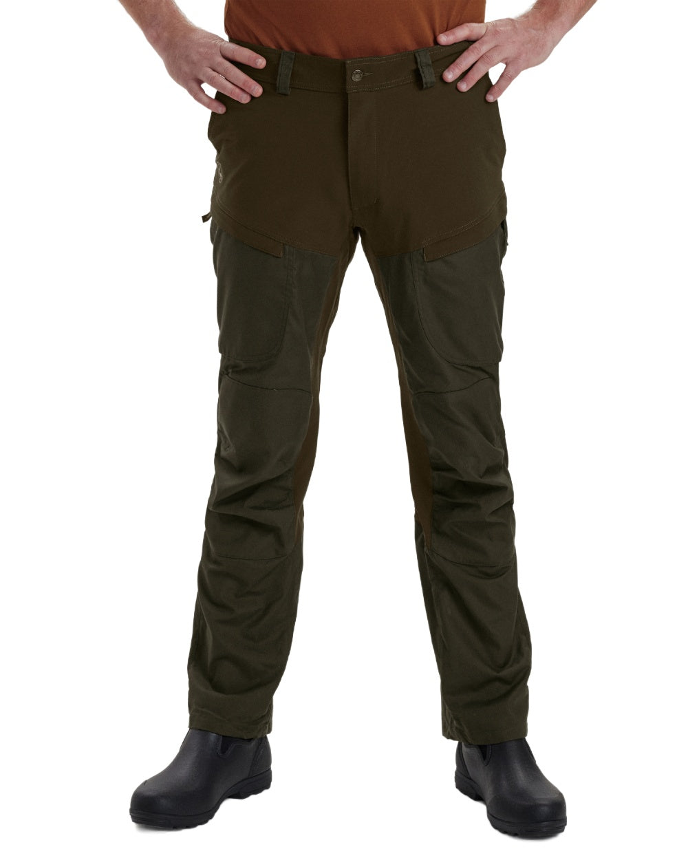 Deep Green coloured Deerhunter Strike Trousers on white background 