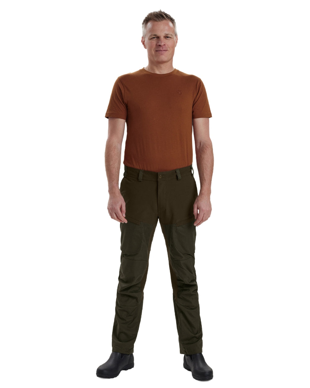 Deep Green coloured Deerhunter Strike Trousers on white background 