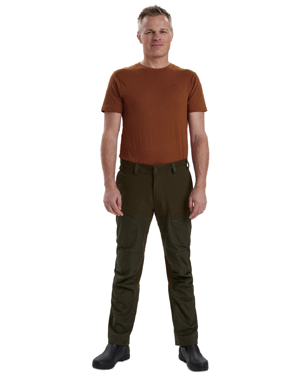 Deep Green coloured Deerhunter Strike Trousers on white background 