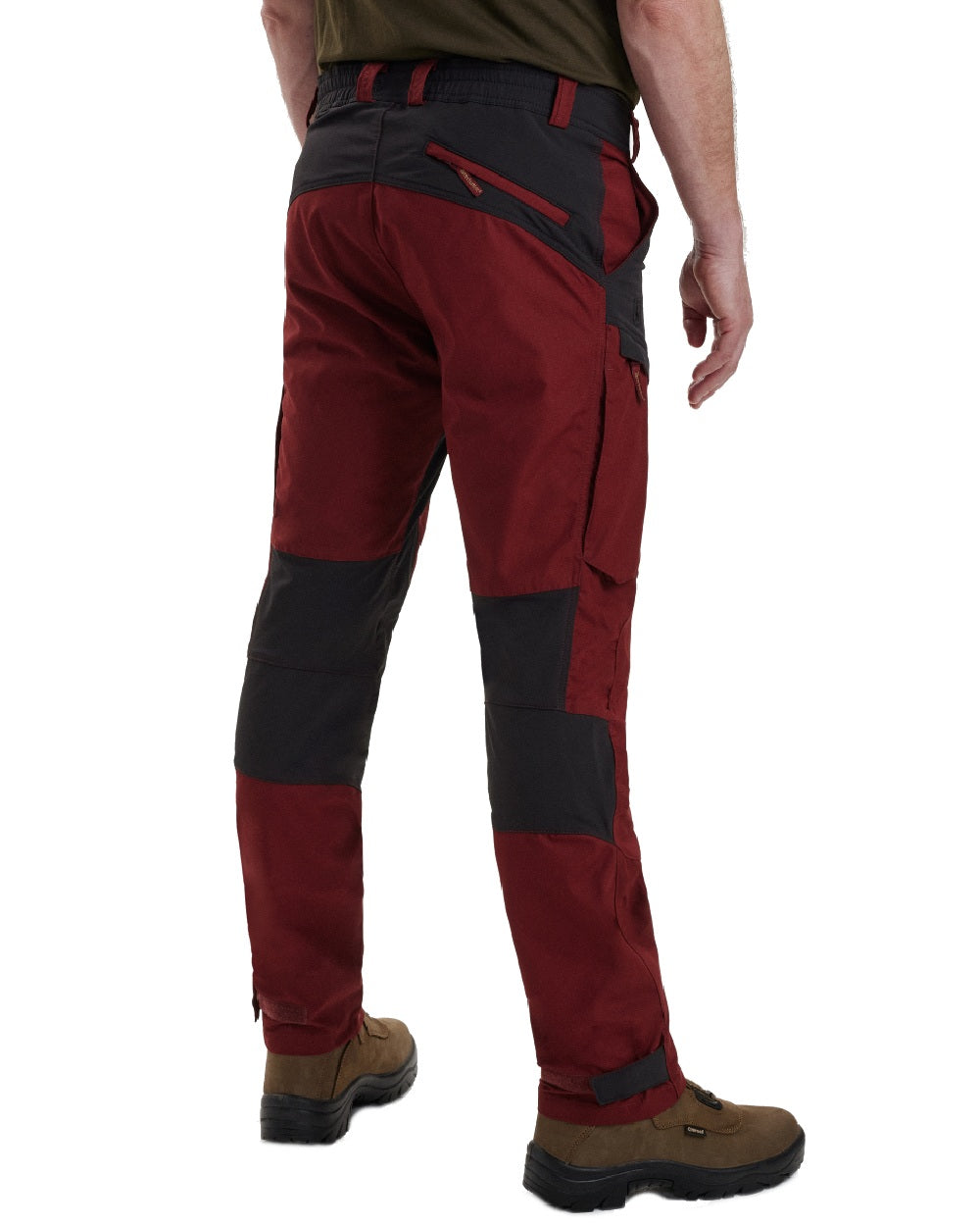 Oxblood Red coloured Deerhunter Strike Trousers on white background 