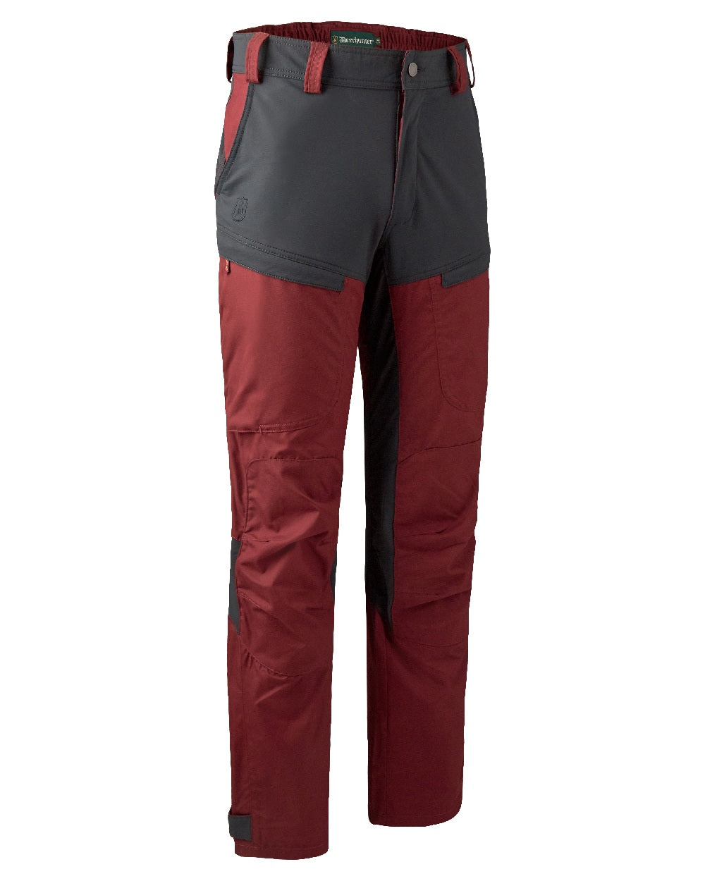 Oxblood Red coloured Deerhunter Strike Trousers on white background 