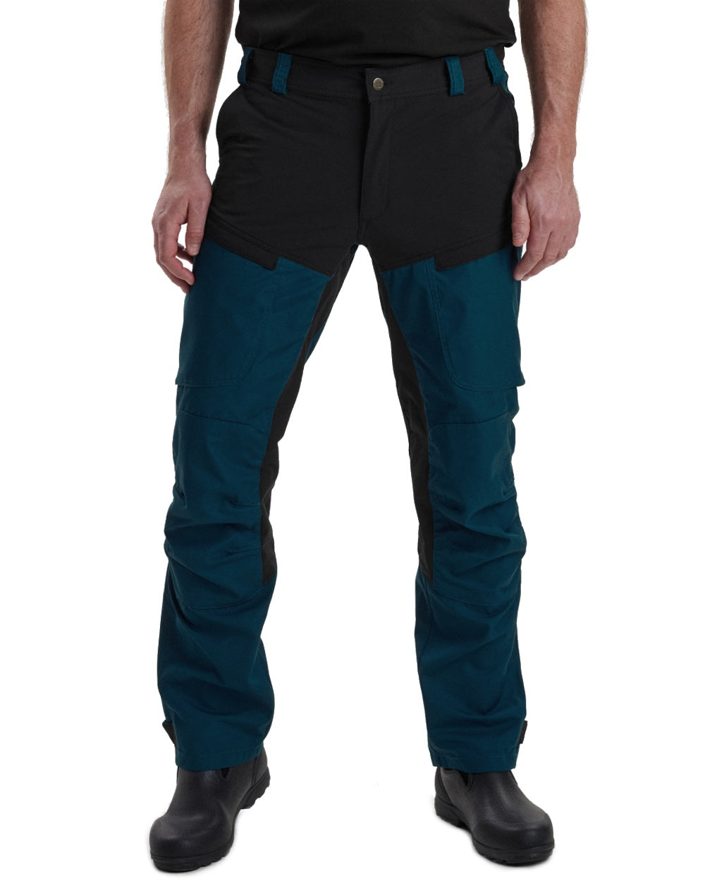 Pacific Blue coloured Deerhunter Strike Trousers on white background 