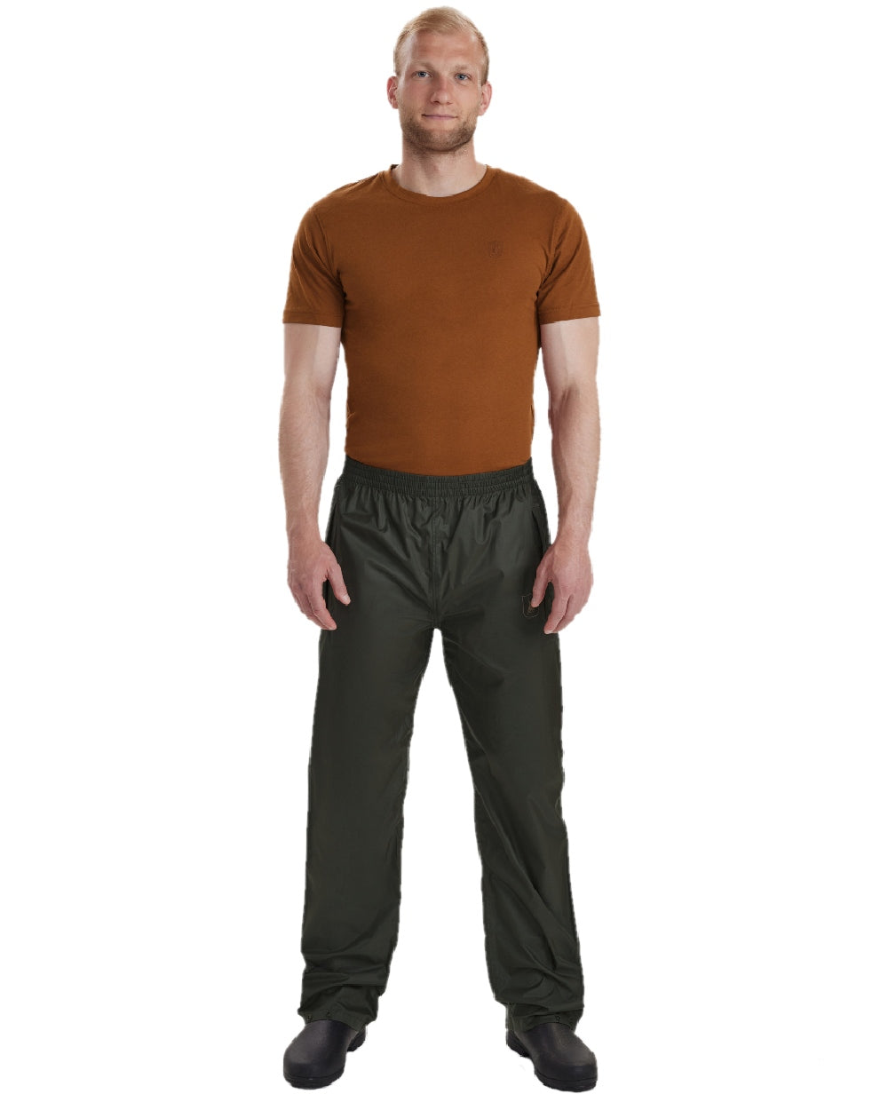 Timber coloured Deerhunter Survivor Rain Trousers on white background 