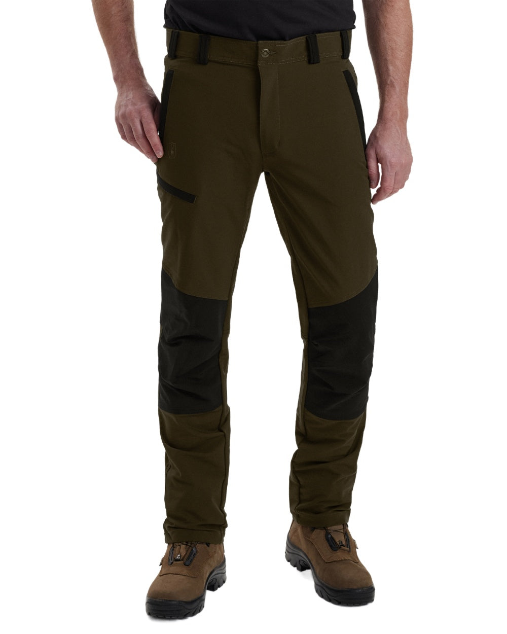 Black Fallen Leaf coloured Deerhunter Strike Full Stretch Trousers on white background 