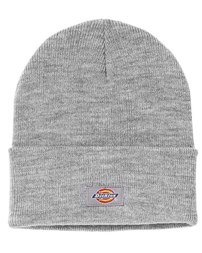 Heather Grey coloured Dickies Acrylic Cuffed Beanie on white background 