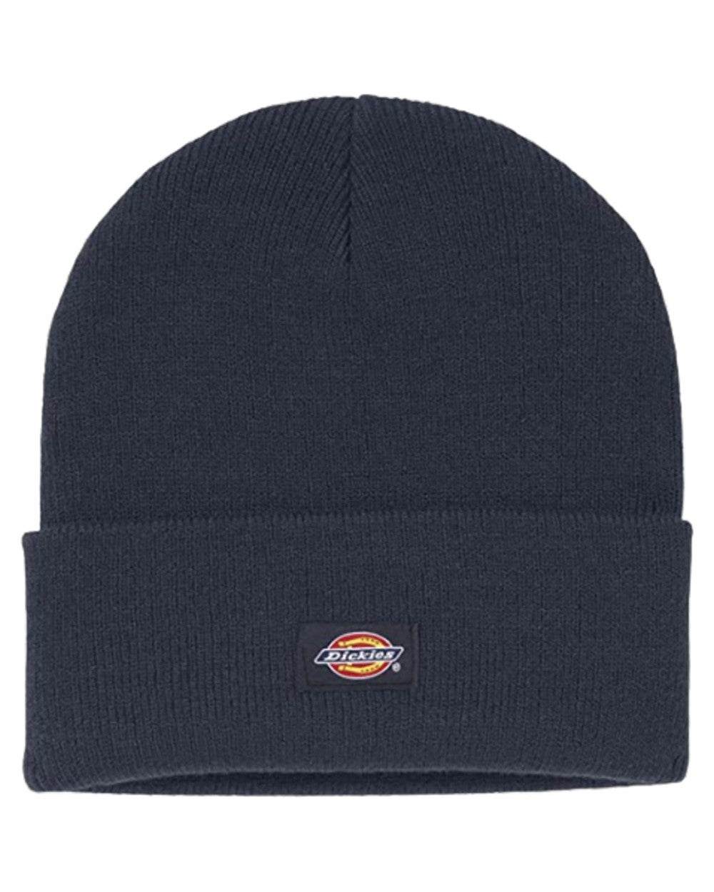 Navy coloured Dickies Acrylic Cuffed Beanie on white background 