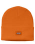 Neon Orange coloured Dickies Acrylic Cuffed Beanie on white background 