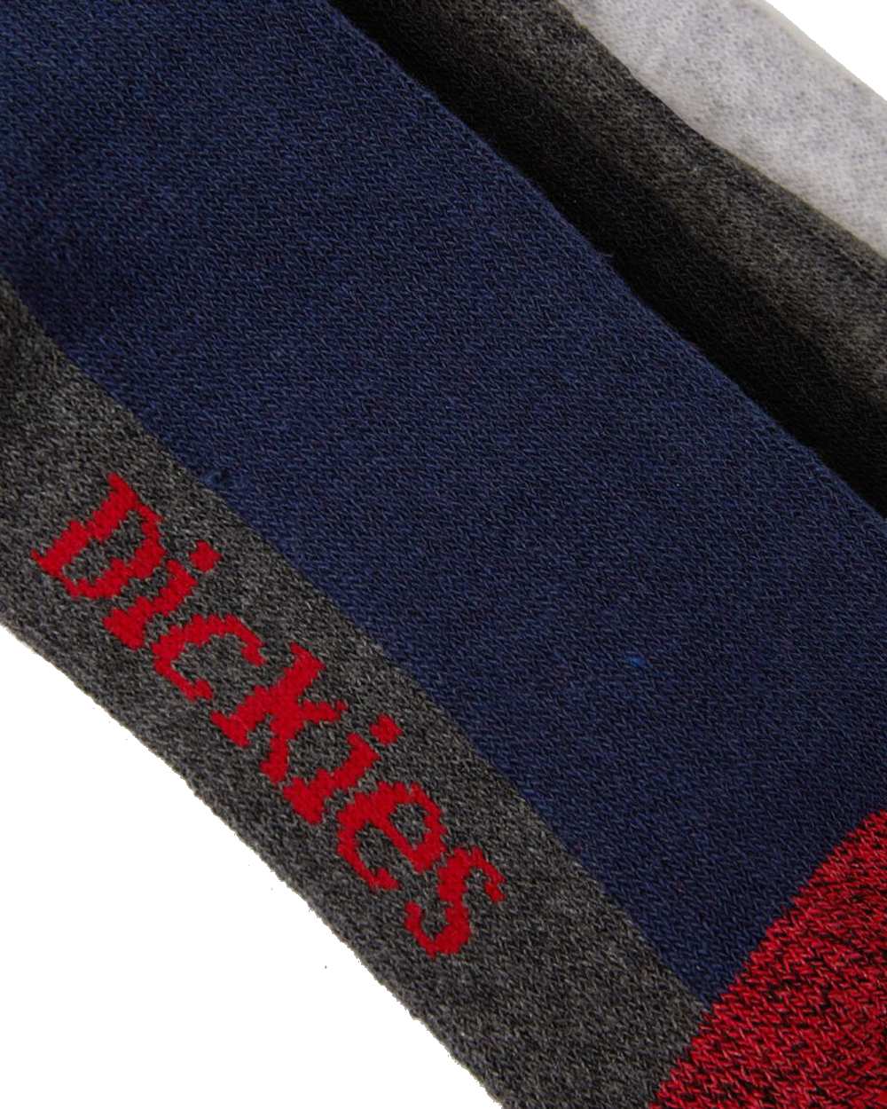 Assorted coloured Dickies Cushion Crew Sock on white background 