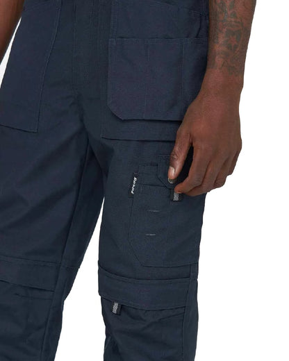 Navy coloured Dickies Eisenhower Multi Pocket Trousers on white background 