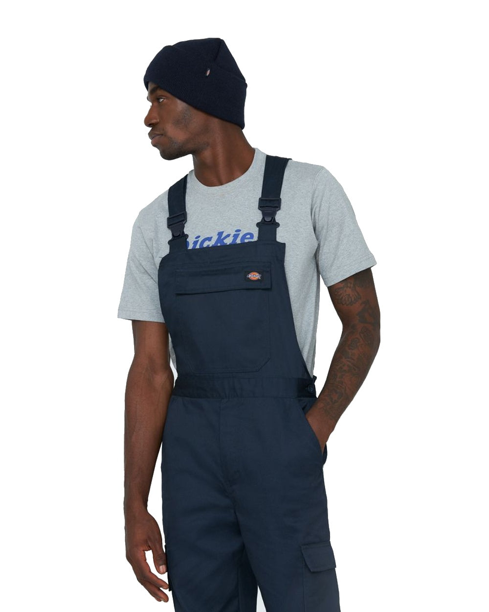 Dark Blue coloured Dickies Everyday Bib and Brace on white background 