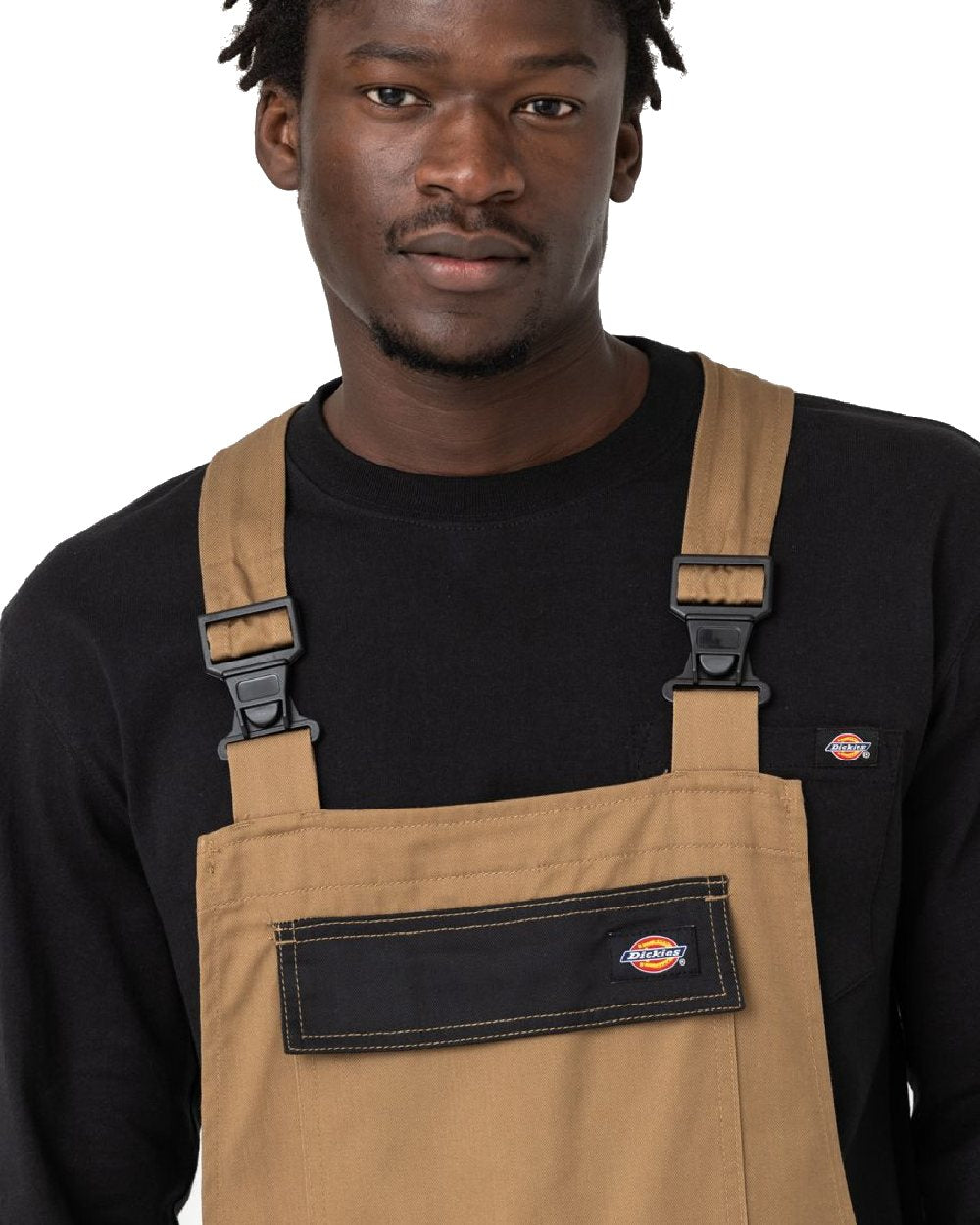 Khaki coloured Dickies Everyday Bib and Brace on white background 