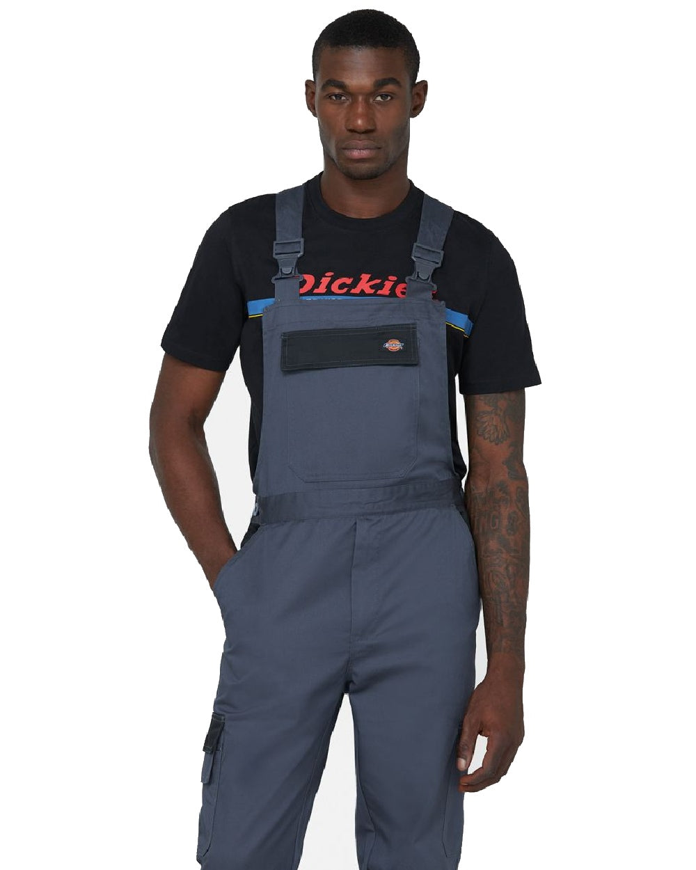 Grey coloured Dickies Everyday Bib and Brace on white background 