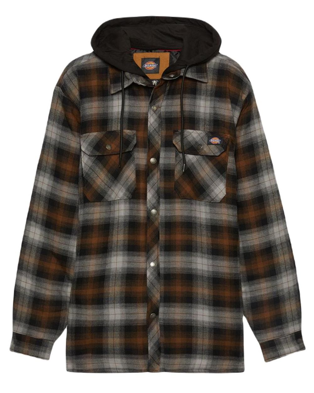 Black Timber Dickies Fleece Hood Flannel Shirt Jacket on white background