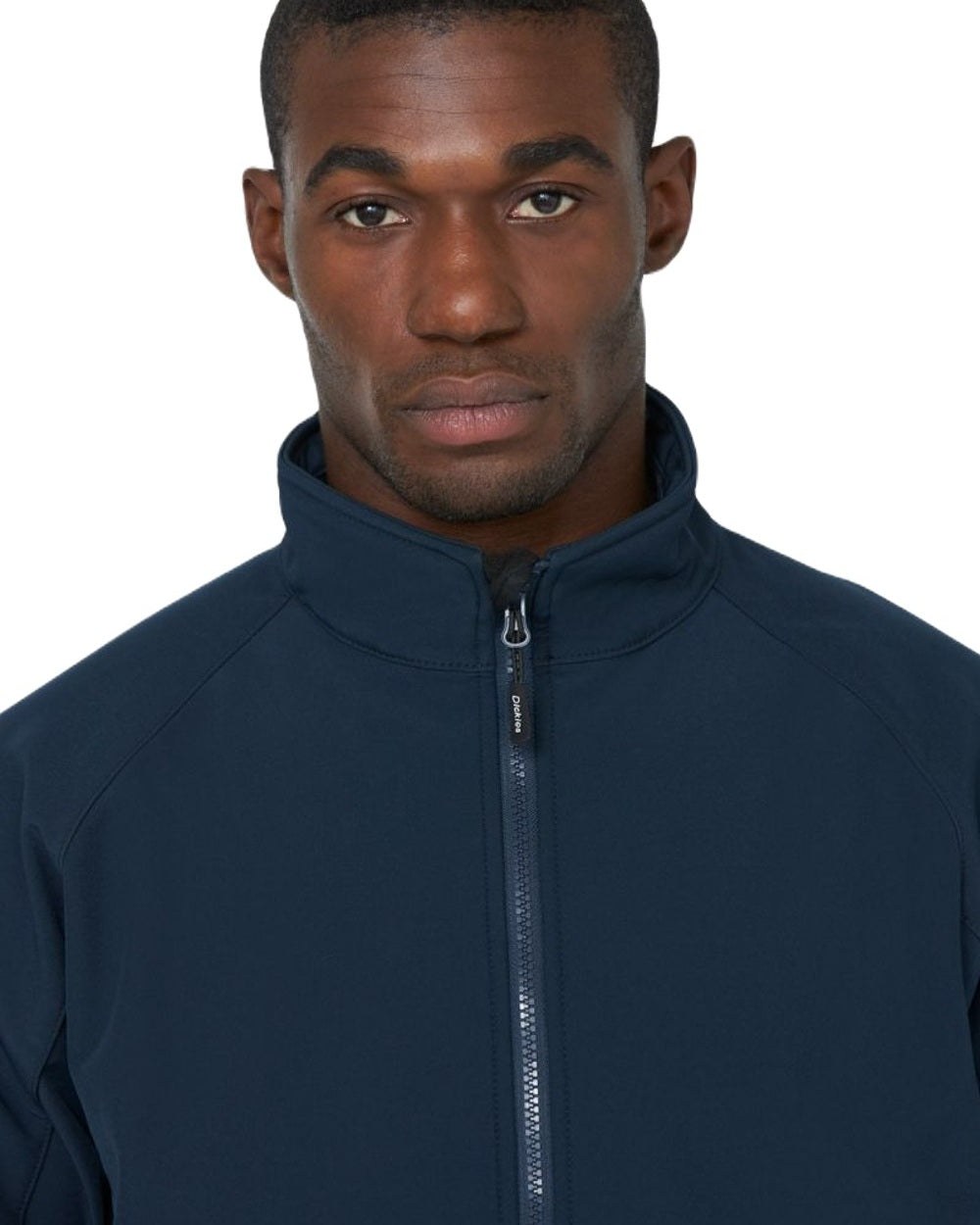 Navy Blue coloured Dickies Softshell Waterproof Jacket on white background 