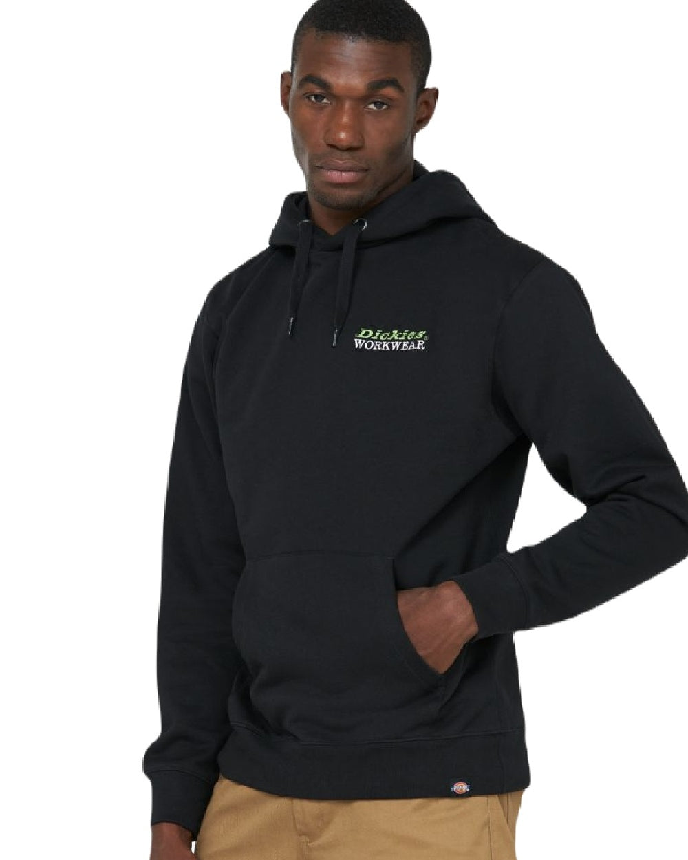 Black coloured Dickies Stowe Graphic Hoodie on white background 