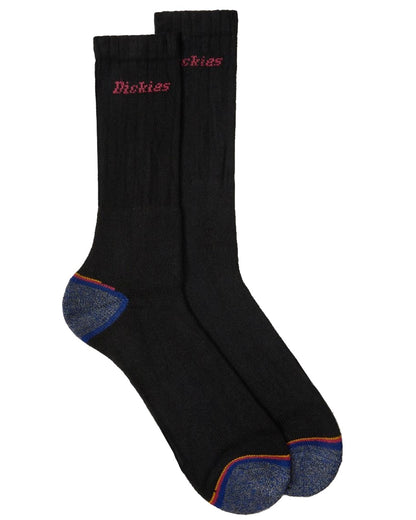 Black Blue coloured Dickies Strong Work Socks on white background 