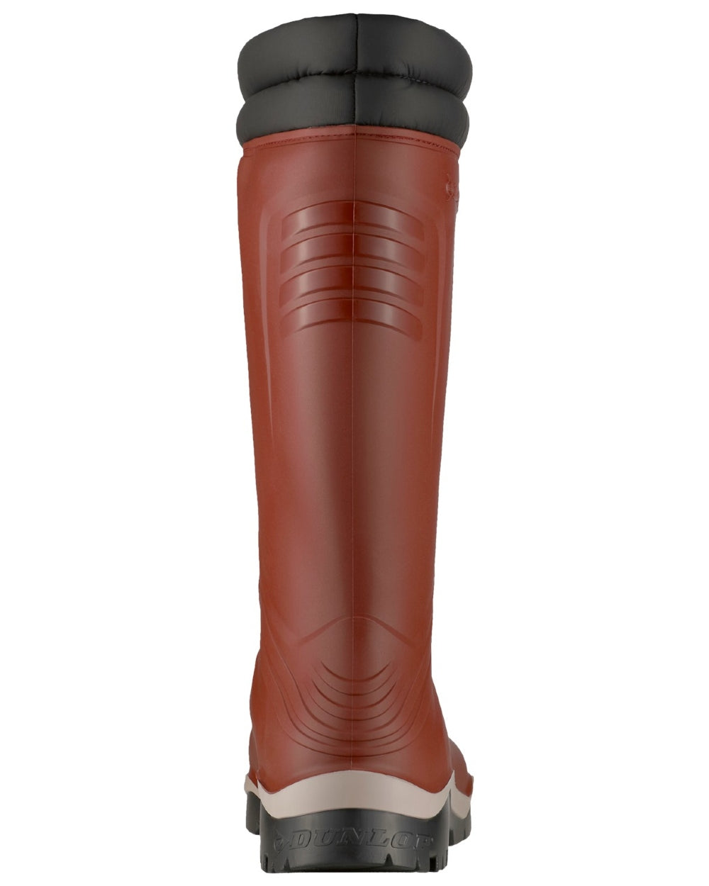 Burgundy Grey Black coloured Dunlop Blizzard Wellingtons on white background 