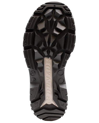 Heritage Green Black coloured Dunlop Blizzard Wellingtons on white background 