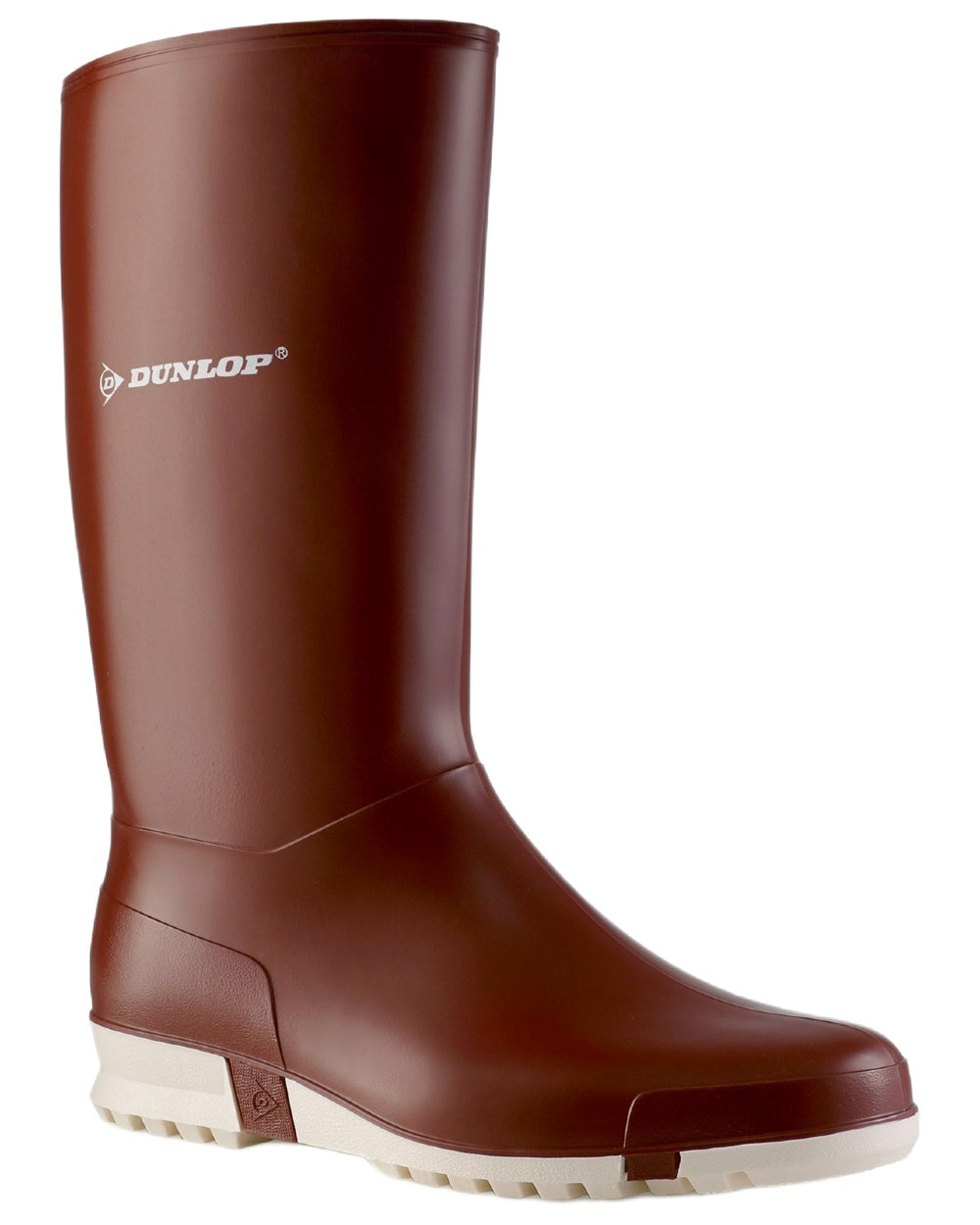 Burgundy White coloured Dunlop Childrens Sport Wellingtons on white background 