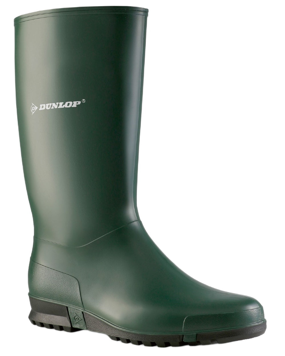 Heritage Green Black coloured Dunlop Childrens Sport Wellingtons on white background 