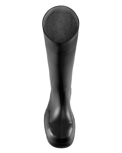 Black Coloured Dunlop Work-It Full Safety Wellingtons on white background 