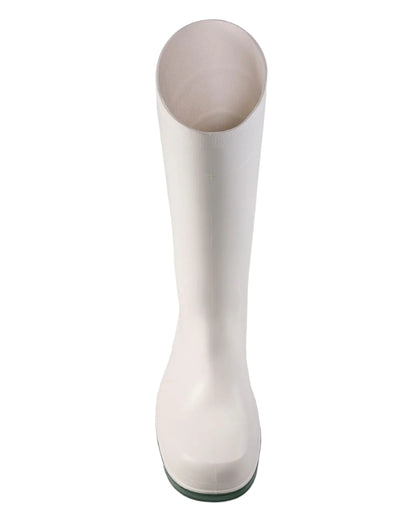 White Coloured Dunlop Work-It Safety Wellingtons on white background 