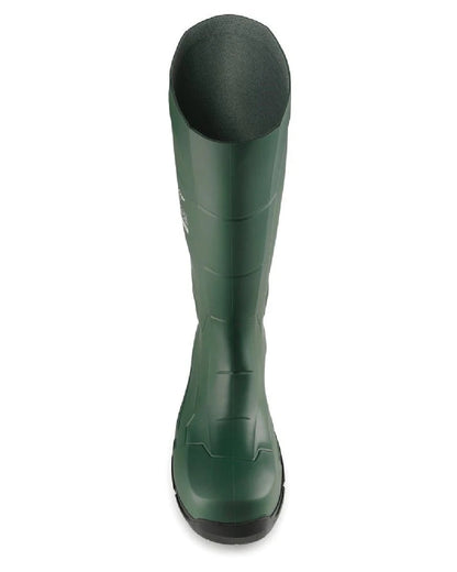 Heritage Green coloured Dunlop JobGuard Wellingtons on white background 