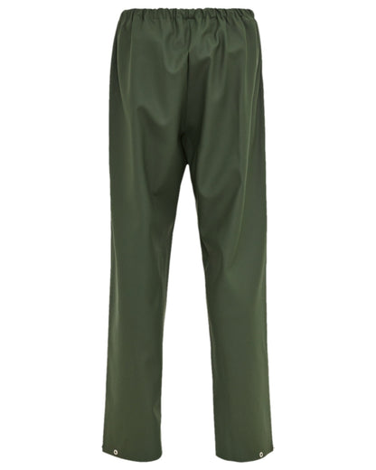 Olive Coloured Elka Light Waist Trousers on construction background 