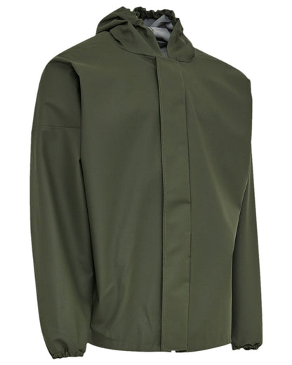 Olive Coloured Elka Light Jacket on white background 