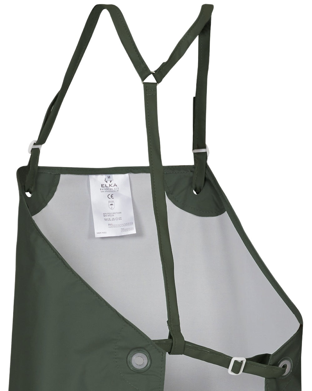 Olive Coloured Elka Apron Braces on white background 