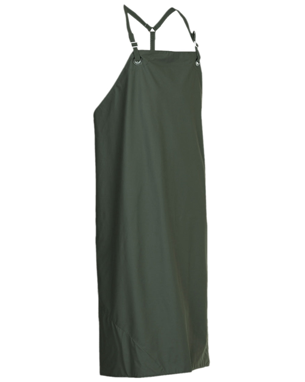 Olive Coloured Elka Apron With Loops For Braces on white background 