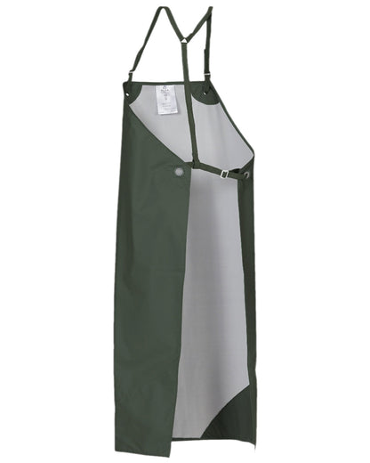 Olive Coloured Elka Apron With Loops For Braces on white background 