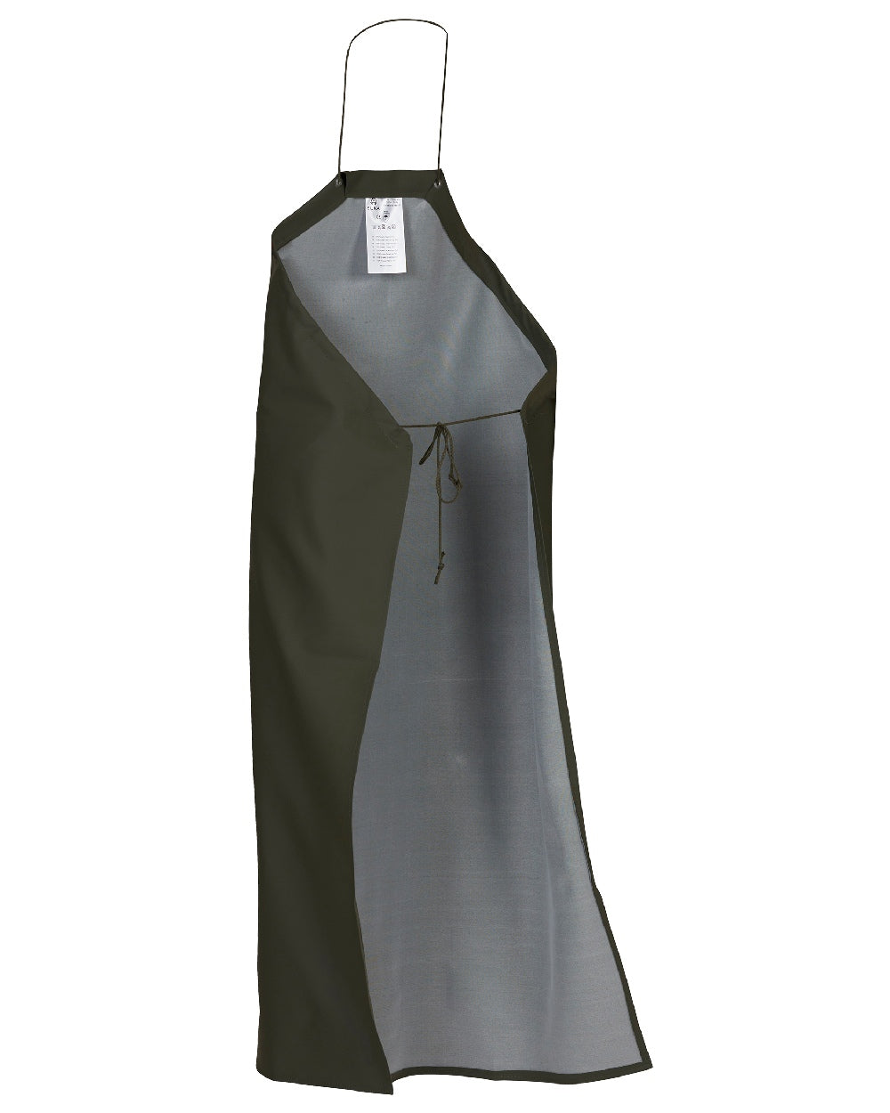 Olive Coloured Elka Apron With string on white background 