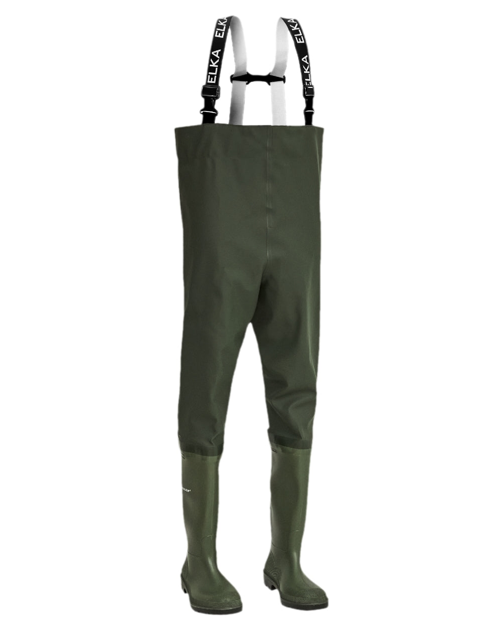 Olive Coloured Elka Childrens Waders on white background 
