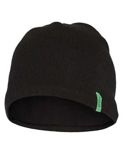 Black Coloured Elka Knitted Beanie/ Hat on white background 