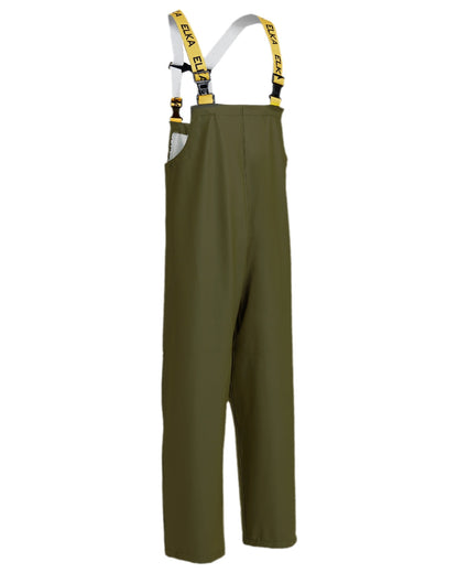Olive Coloured Elka Mens Bib &amp; Brace on white background 