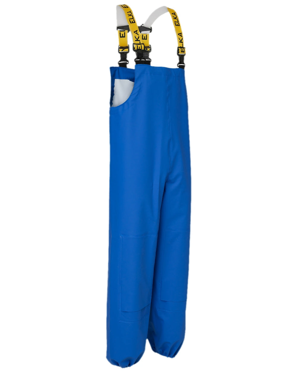 Royal Blue Coloured Elka Mens Bib &amp; Braces With Knee Pockets on white background 